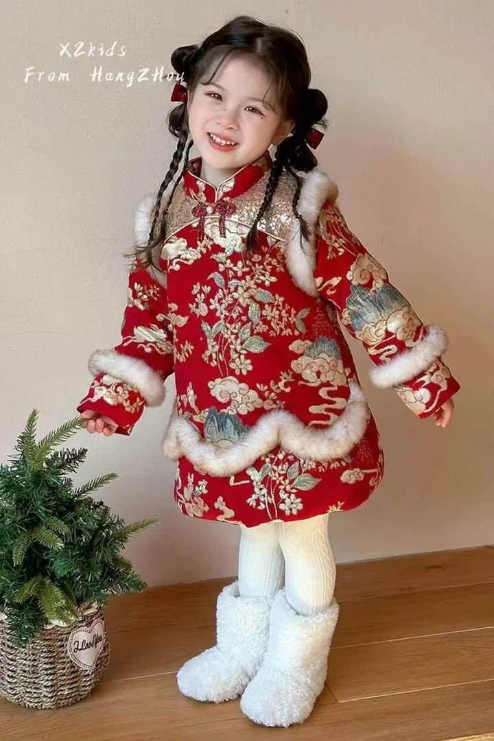 新款拜年服【春日宴】【无包包】2024新款女童连衣裙