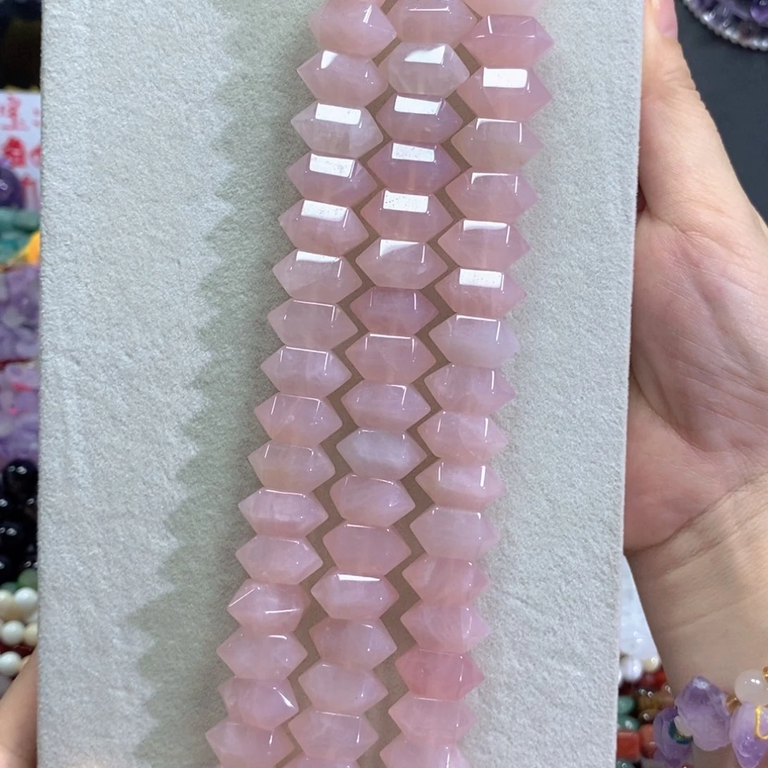 未镶嵌玛瑙/玉髓珠宝半成品粉晶双尖20颗