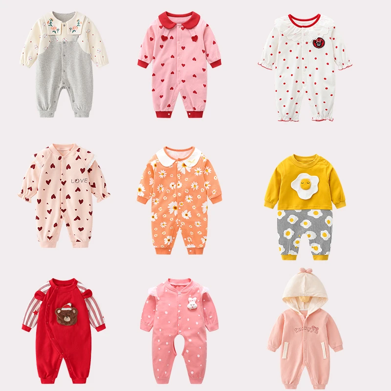 宝宝连体衣春秋季婴儿衣服长袖纯棉爬服女宝宝洋气秋款外出装