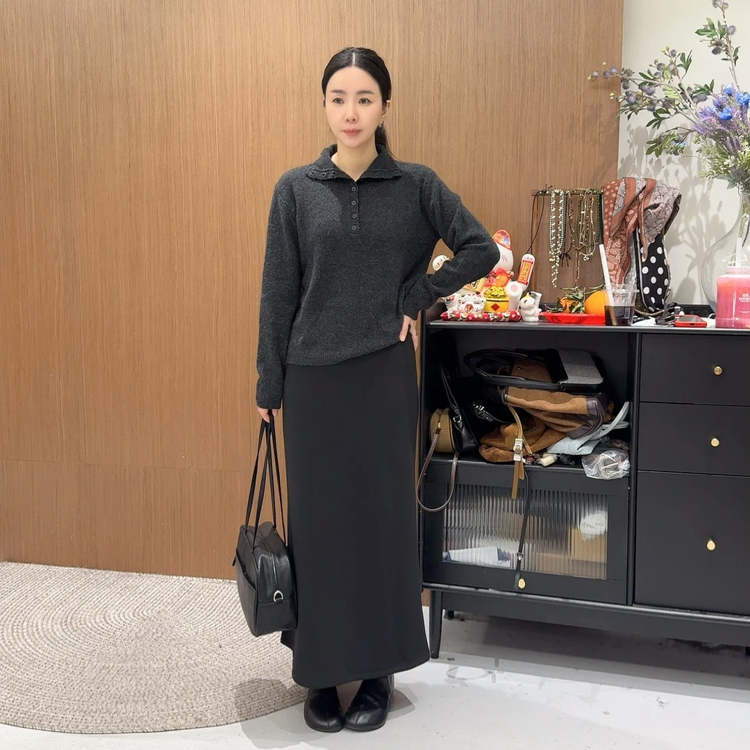 鑫燃Kiki 韩系立领百搭长袖100羊毛针织衫 6262 WU