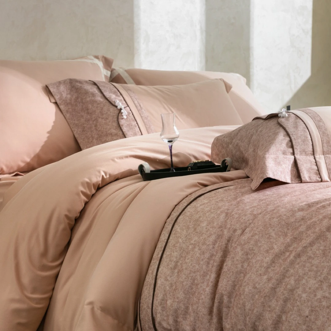 品名：疏影织秋 系列；国韵悠境 颜色：灰/桔色 风格；中国风 四件套