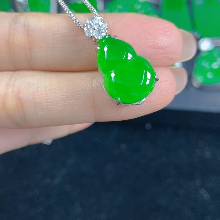 吊坠(不含链)银S925镶嵌翡翠