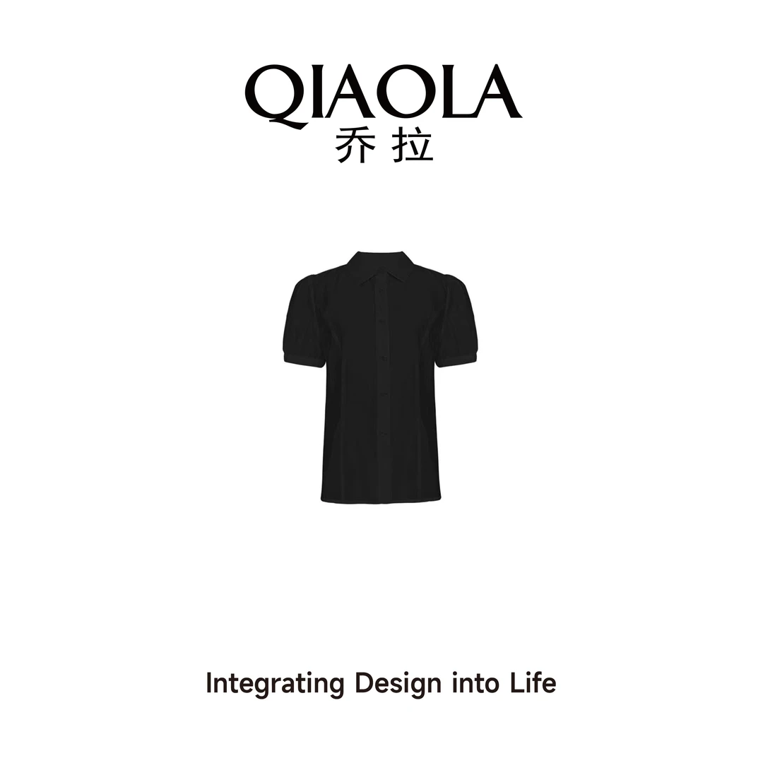 QIAOLA/乔拉【花满枝】春夏季新款百搭透气显瘦休闲翻领衬衫预售