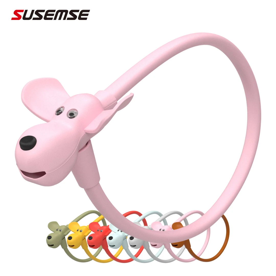 SUSEMSE自行车锁可爱多吉便携卡通小狗锁网红ins风硅胶钢缆锁防盗