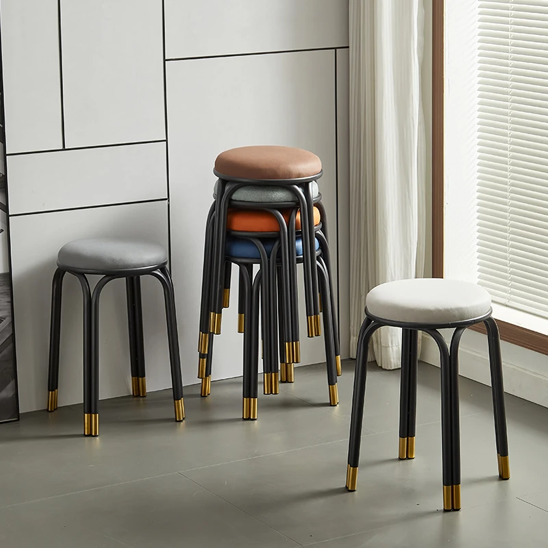 轻奢家用凳子简约矮凳客厅餐厅叠放网红卧室梳妆凳餐厅备用高凳子