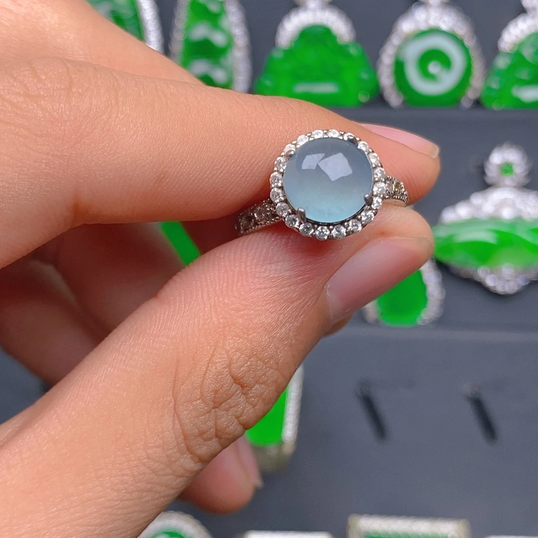 银S925镶嵌戒指翡翠戒指