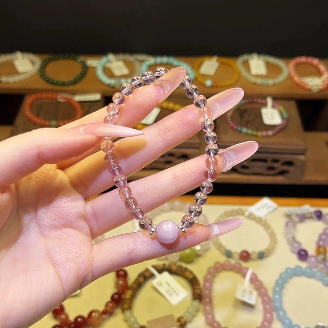 银S925镀金镶嵌水晶手串紫