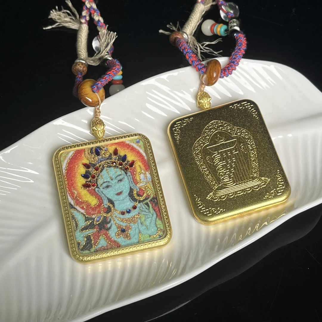 纯手绘彩金唐卡度母吊坠TK10多样性发其一