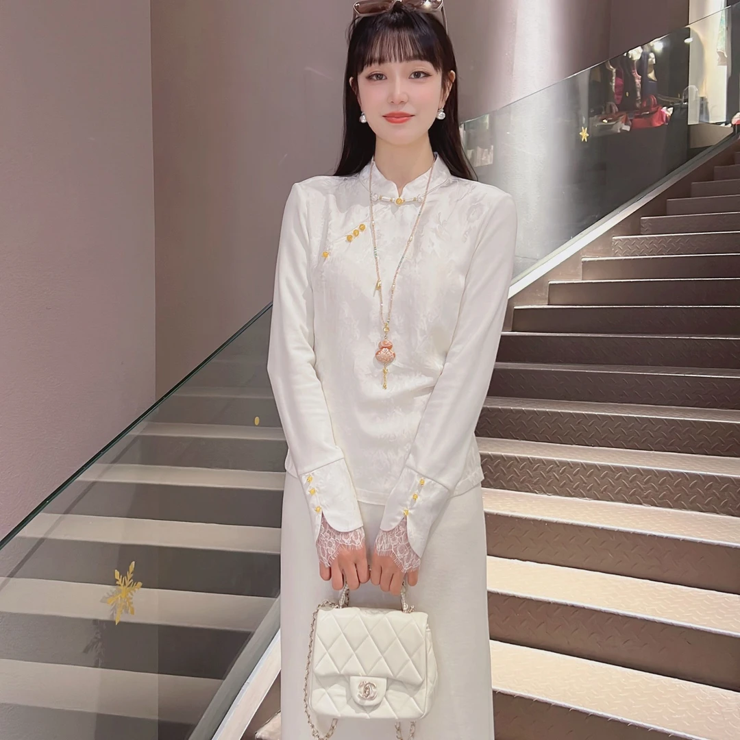 《欣欣定制》2025年秋冬季加厚百搭立领显瘦女衬衣6733