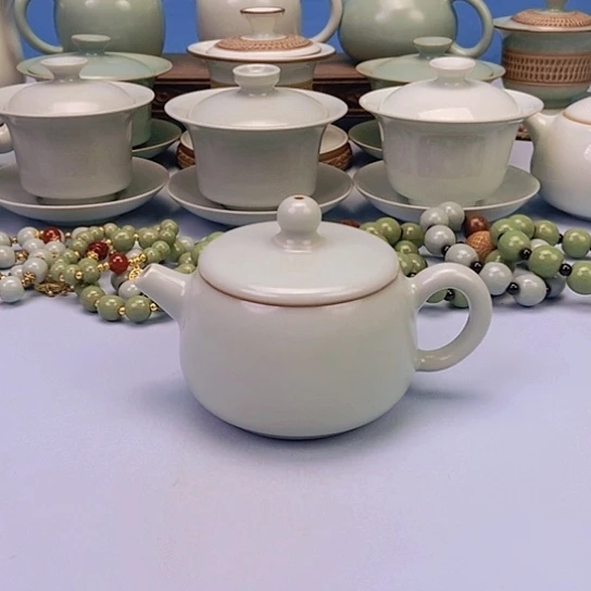 壶仿古月白石瓢壶原矿原釉原产地