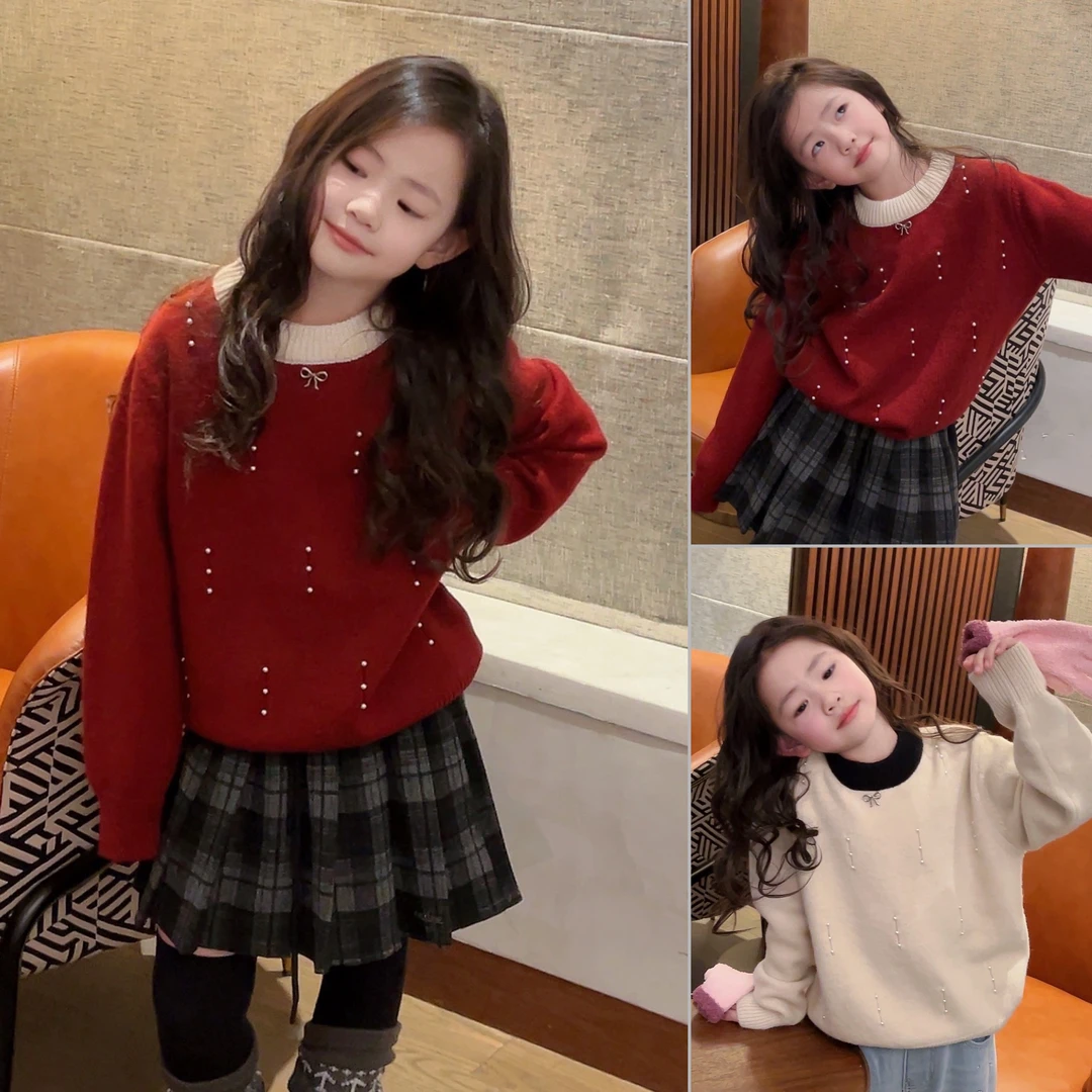 女童气质加厚毛衣打底针针织衫 25D130