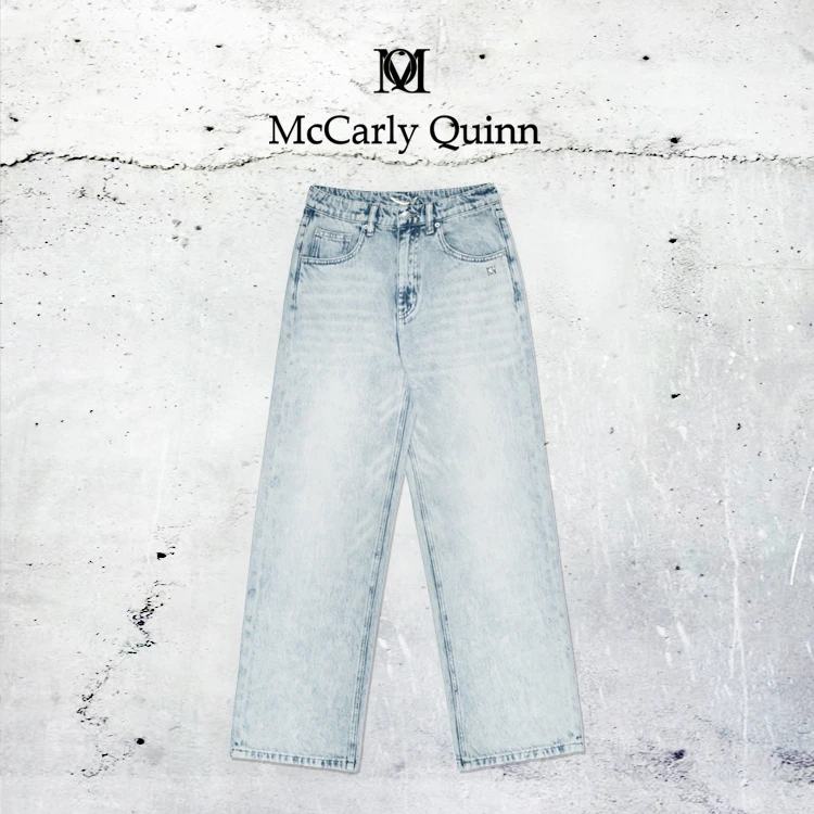 McCarlyQuinn97丹宁系列土耳其进口丹宁酵素洗水白兰色直筒牛仔裤
