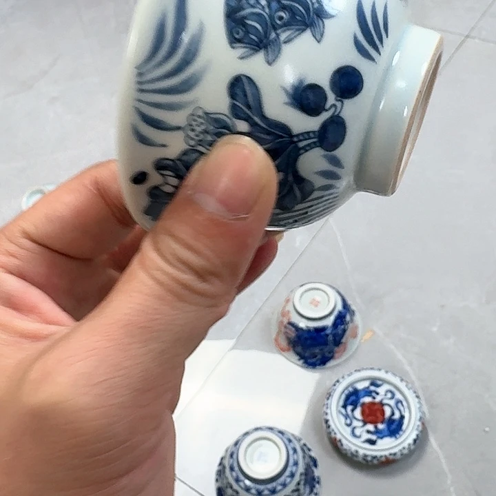 杯青花鱼藻大压手杯