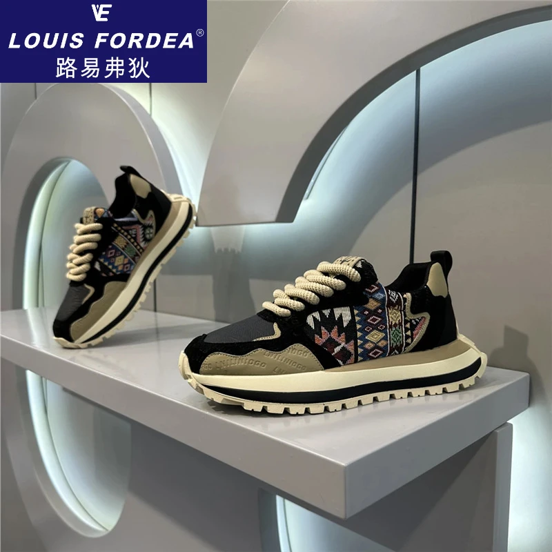 Louis Fordea/路易弗狄老爹鞋子男款轻奢男鞋厚底休闲鞋男士板鞋