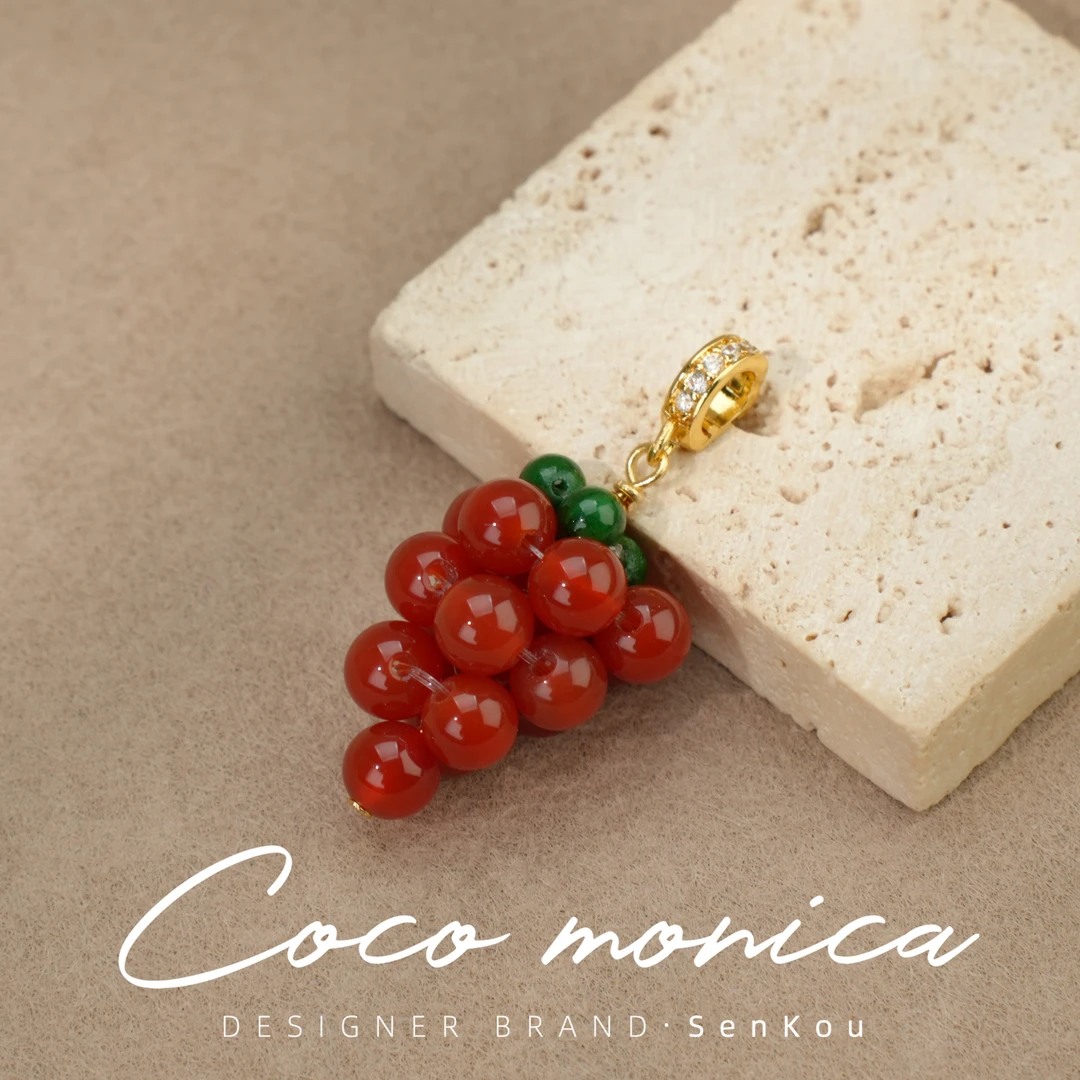 【小霞珠宝】红葡萄吊坠女款百搭时尚转经筒吊坠 AS733