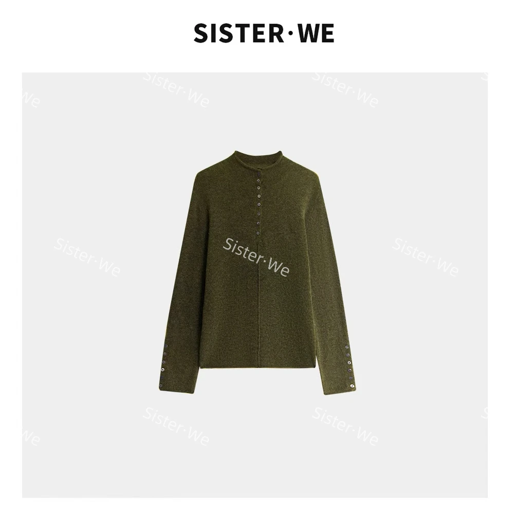【no退no换】薇姐【知常】Sister·We中高领纽扣套头长袖上衣 9810