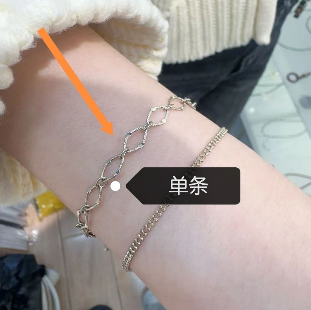 铜合金锆石项链 F856浅太金色菱格手链