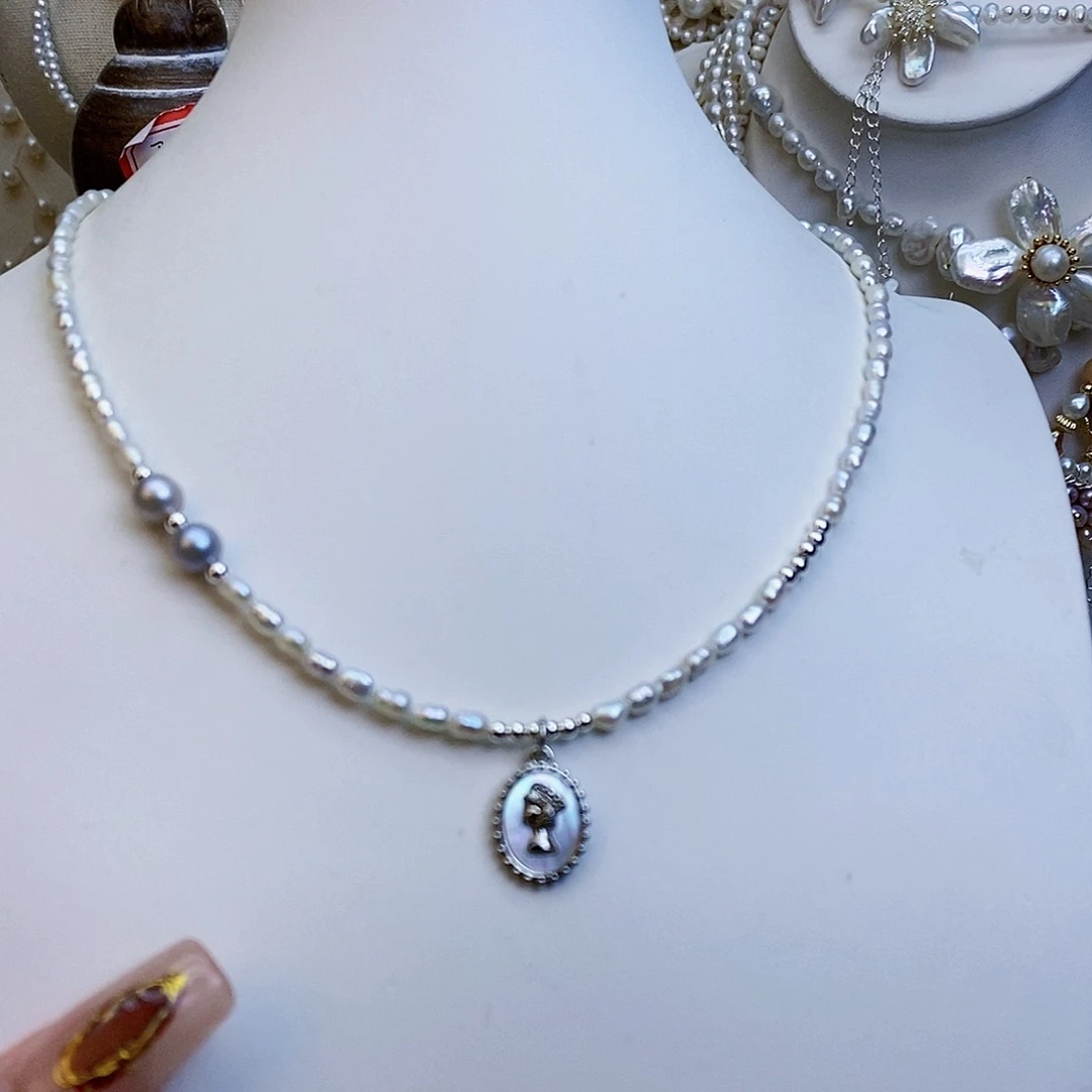 淡水珍珠颈饰银S925镶嵌