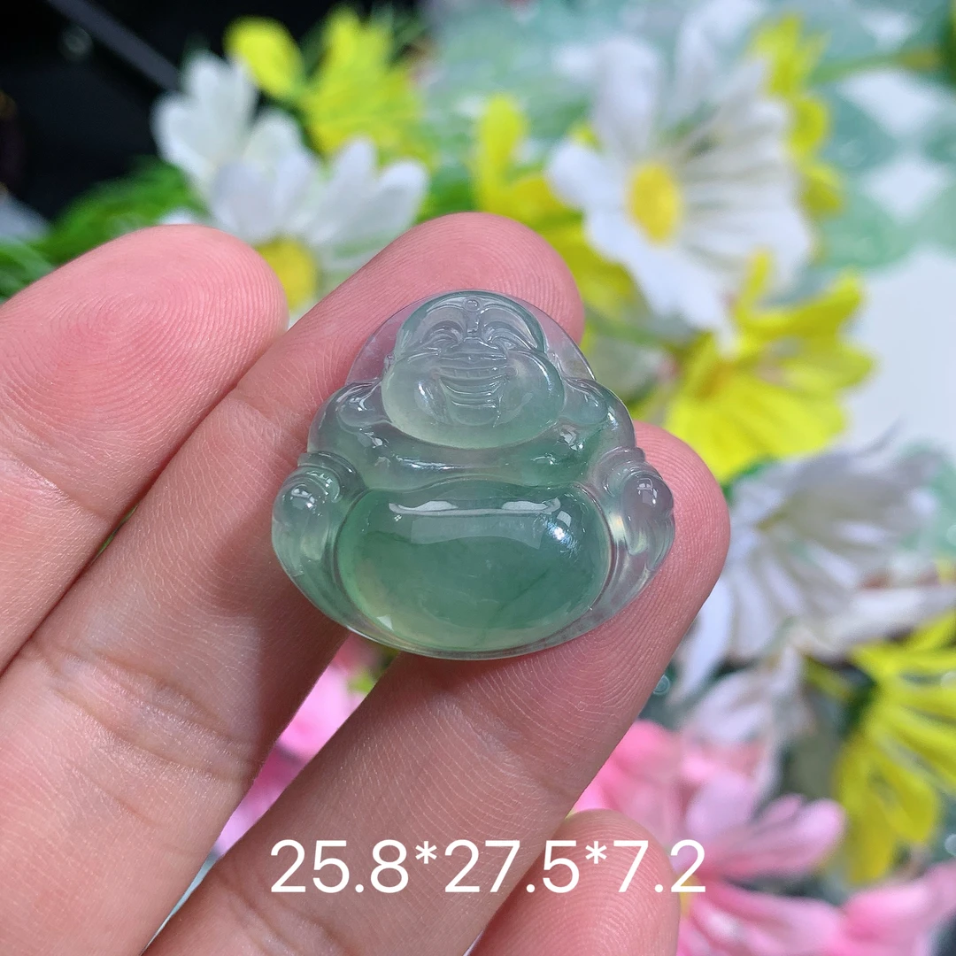 缅甸天然翡翠A货冰种晴水绿佛公吊坠路百搭精致女士雕刻玉石轻奢