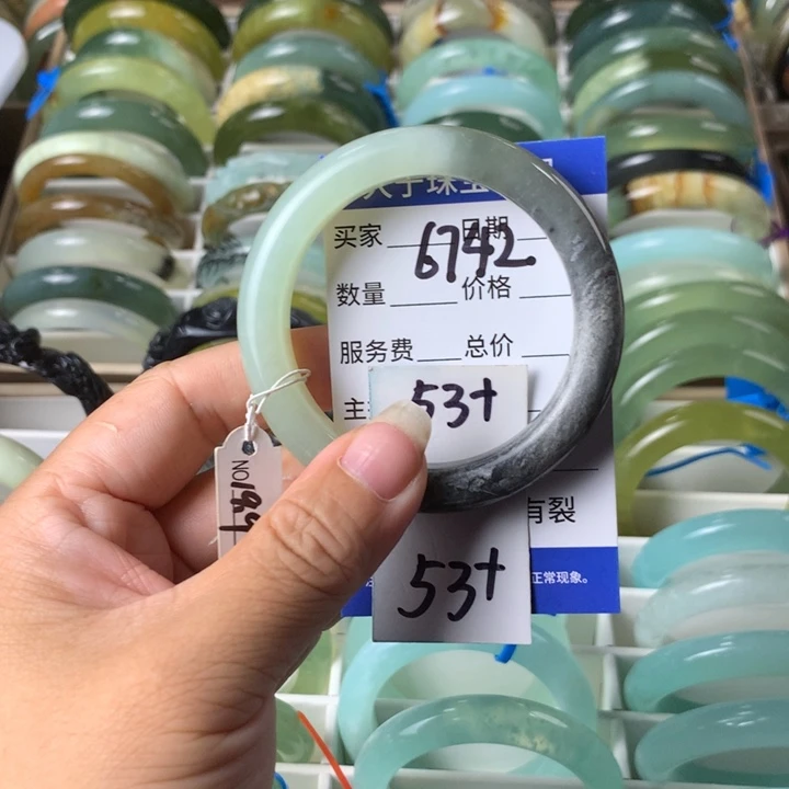 未镶嵌蛇纹石玉手镯6742