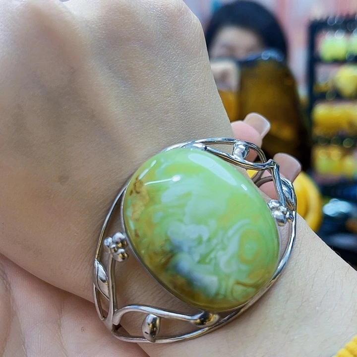 琥珀银S925镶嵌颈饰手镯