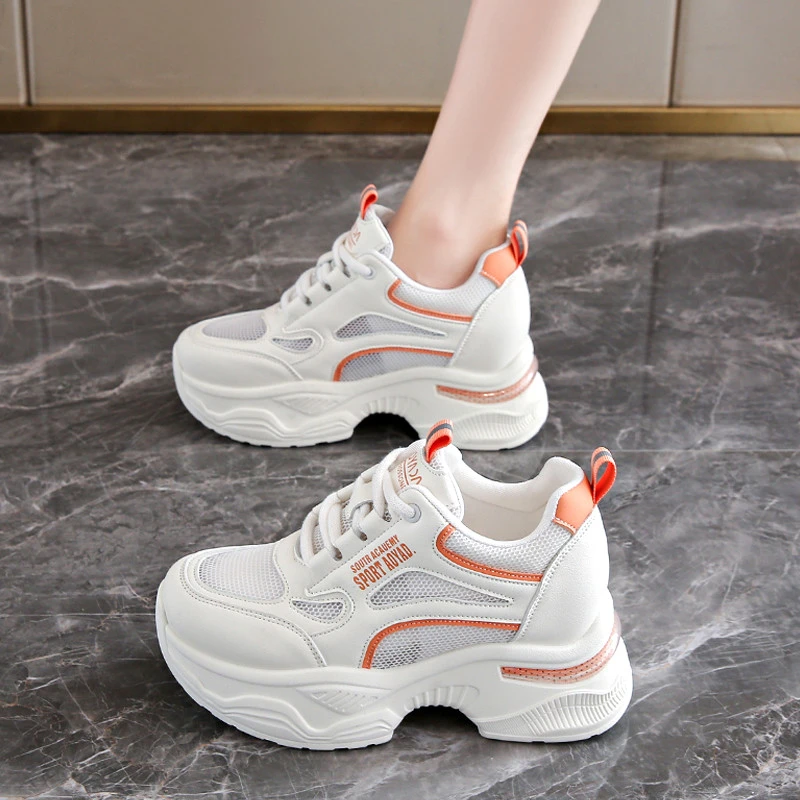 厚底女鞋2025新款夏季网面透气老爹鞋小个子6cm内增高运动休闲鞋