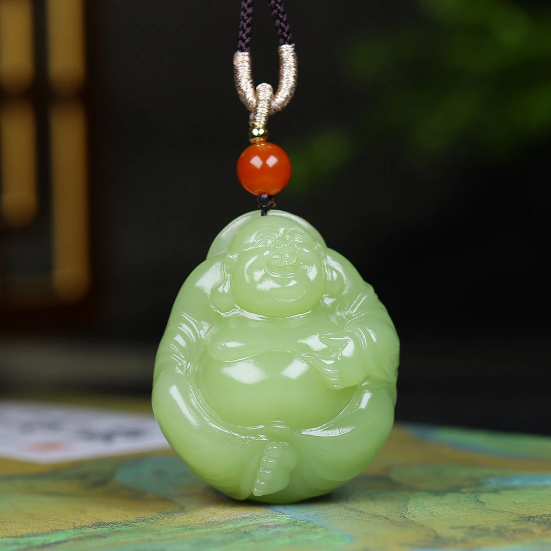 1110111和田玉黄玉天生福相挂件