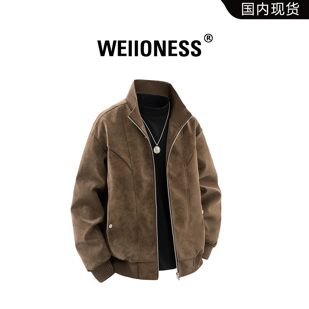 WEIIONESS工装夹克男秋冬新款潮流宽松百搭外套复古轻奢男生衣服