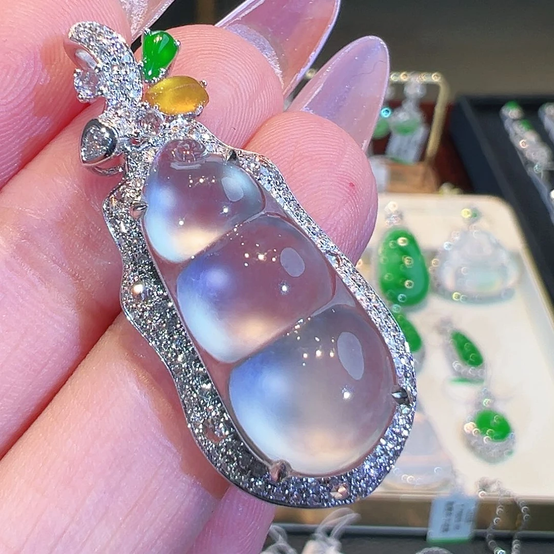 翡翠18K金镶嵌吊坠(不含链)翡翠