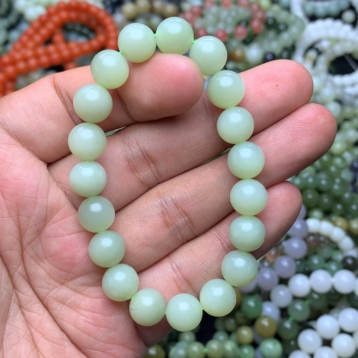 和田玉未镶嵌手串新疆若羌料 鸭蛋青