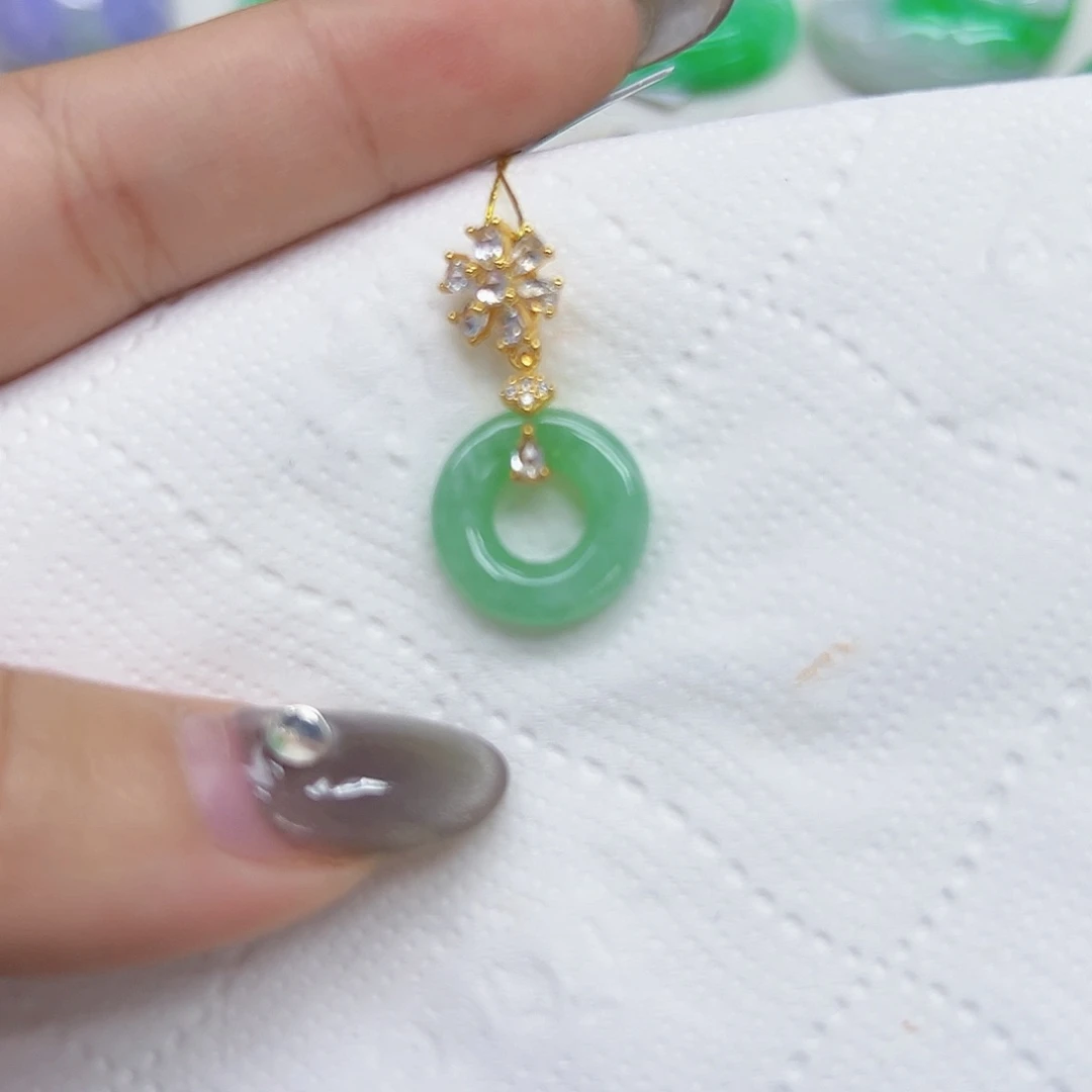 翡翠颈饰银S925镶嵌天然Ａ货翡翠