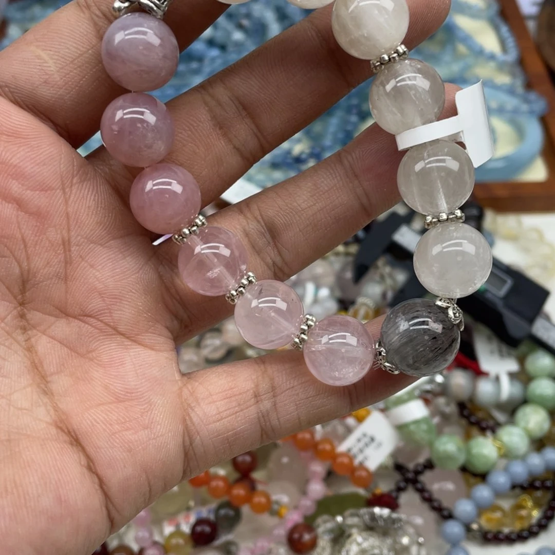 银S925镶嵌手链烟晶
