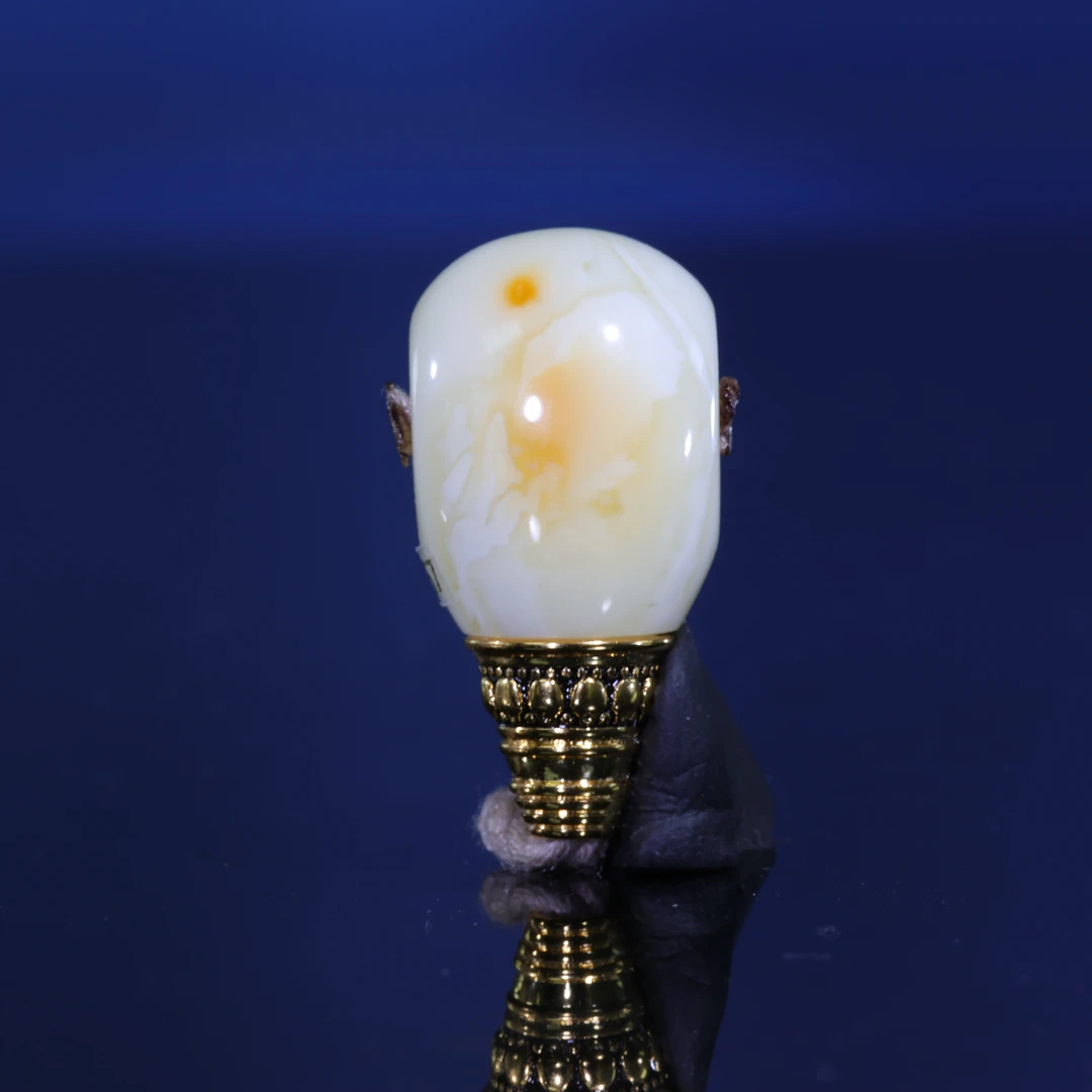12m蜜蜡三通保真一物一图瓷白蜡满蜡分体三通佛头蜜蜡配饰-C157