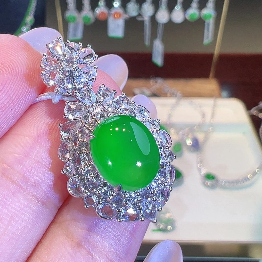 吊坠(不含链)18K金镶嵌翡翠翡翠