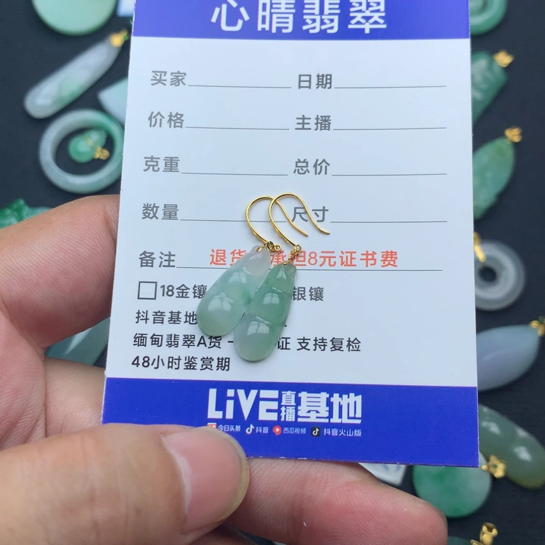 梦***魔翡翠18K金镶嵌颈饰豆子