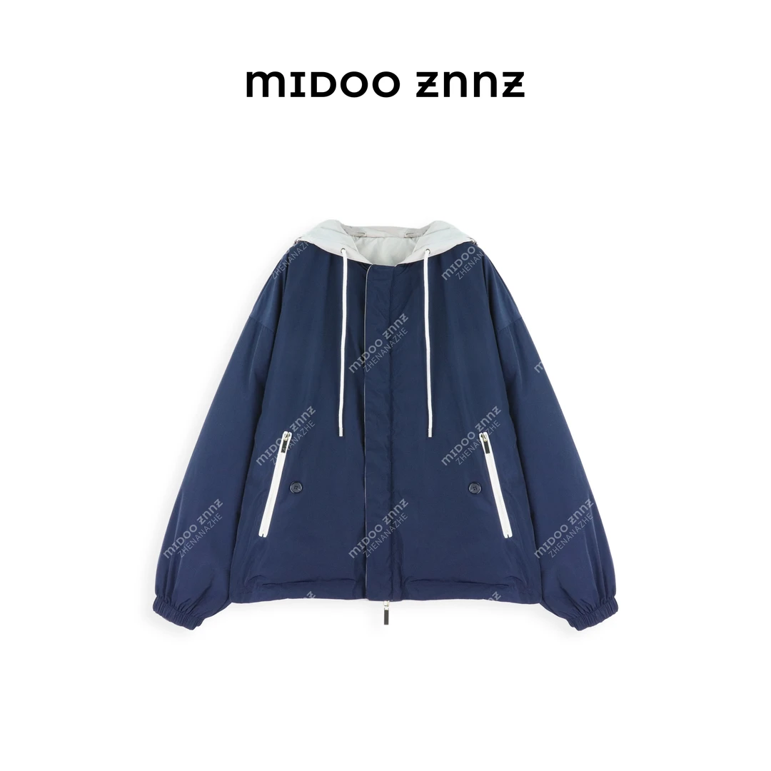 MIDOO ZNNZ 经典休闲双面穿撞色羽绒夹克连帽外套7265M