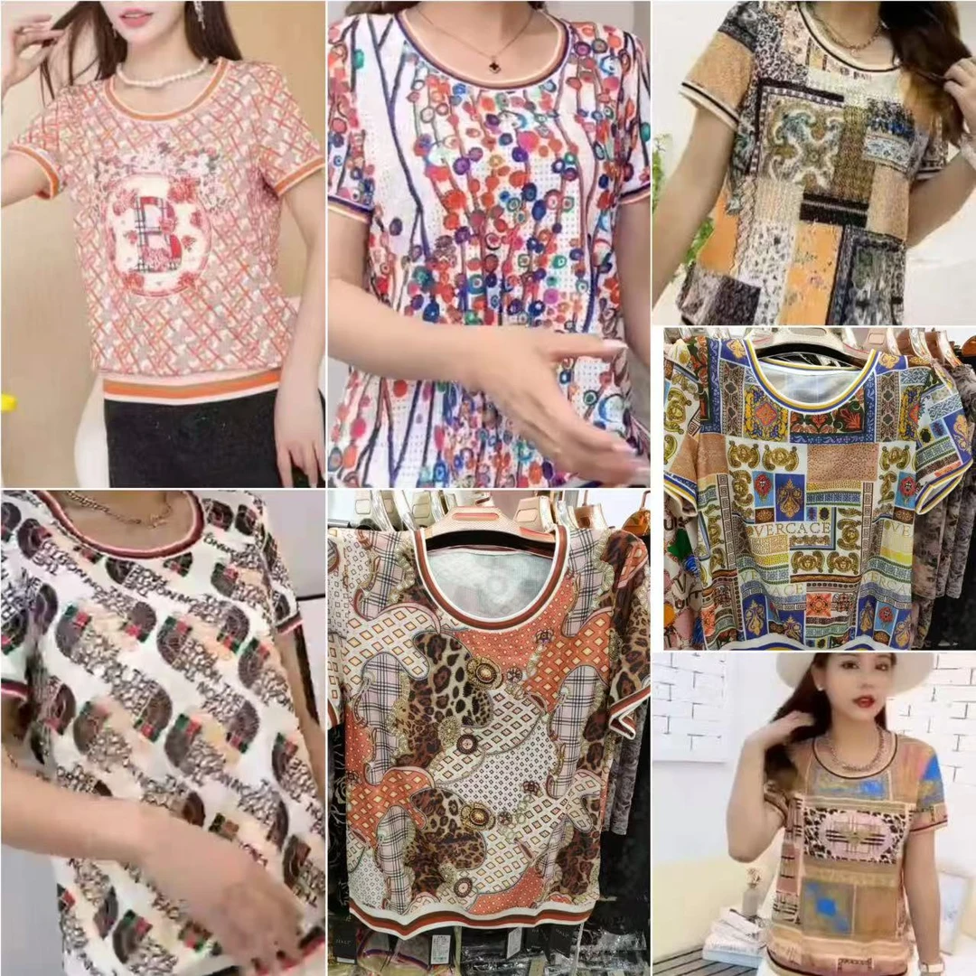 001夏季时尚宽松印花短袖