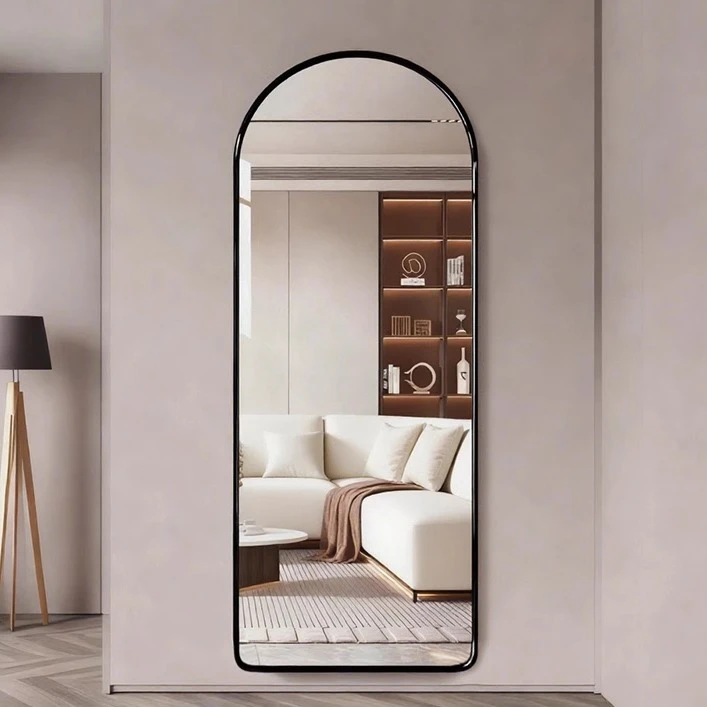 轻奢全身镜壁挂式贴墙玄关镜穿衣镜家用试衣镜卧室金边框落地镜子