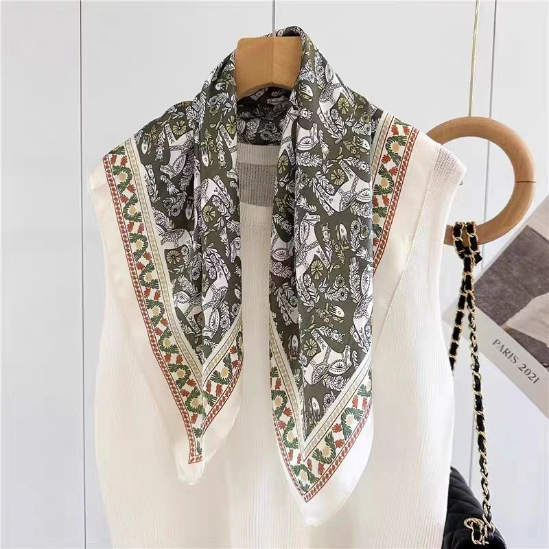 65-11【绿野小马】尺寸12姆米双绉时尚女四季百搭桑蚕丝防晒方巾