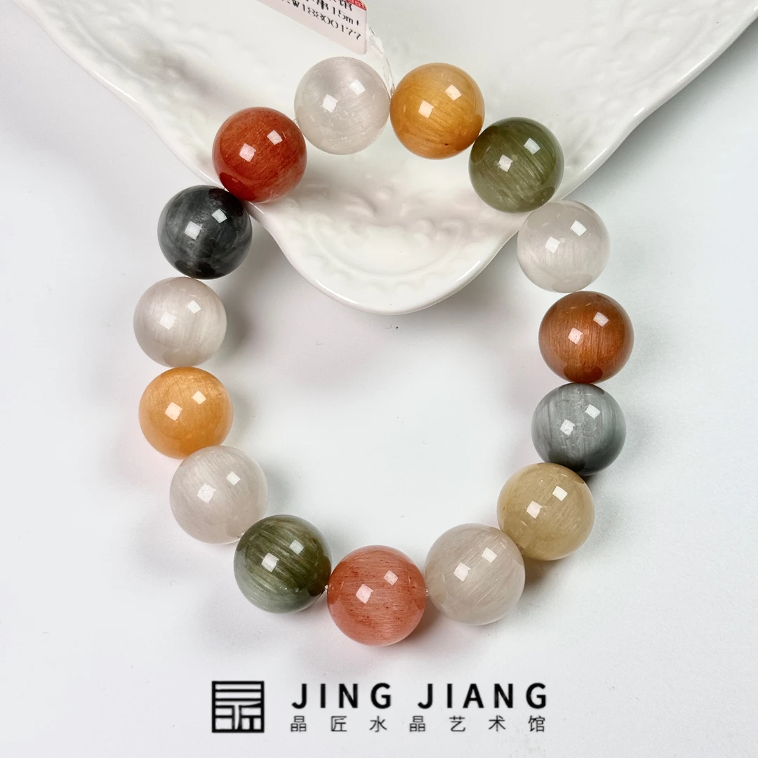 晶匠彩兔毛手串15mm+  编号H-M38163