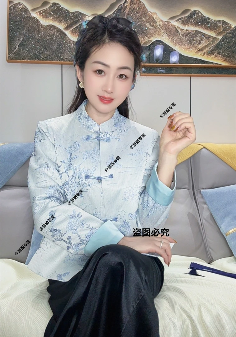 【慧姐专属】提花新中式女短加棉外套修身型重工百搭时尚气质长袖