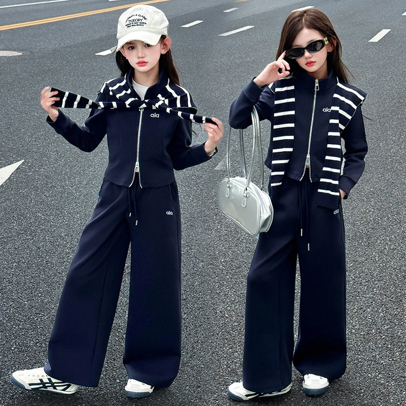 女童套装2025秋季新款时尚潮流可爱甜美洋气休闲中大童运动洋气