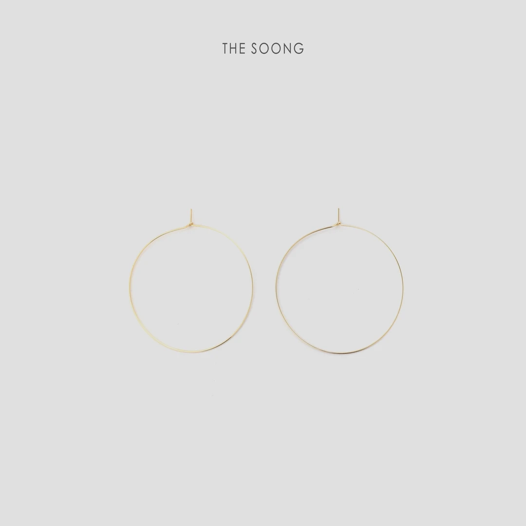 合金耳饰 THESOONG|进口14K包金手作超大超轻时髦细圈耳环WZB6403