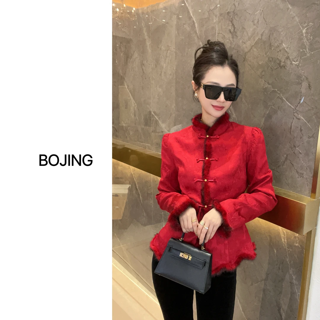 现货【红昭愿】冬季新中式气质时尚高领百搭加绒上衣