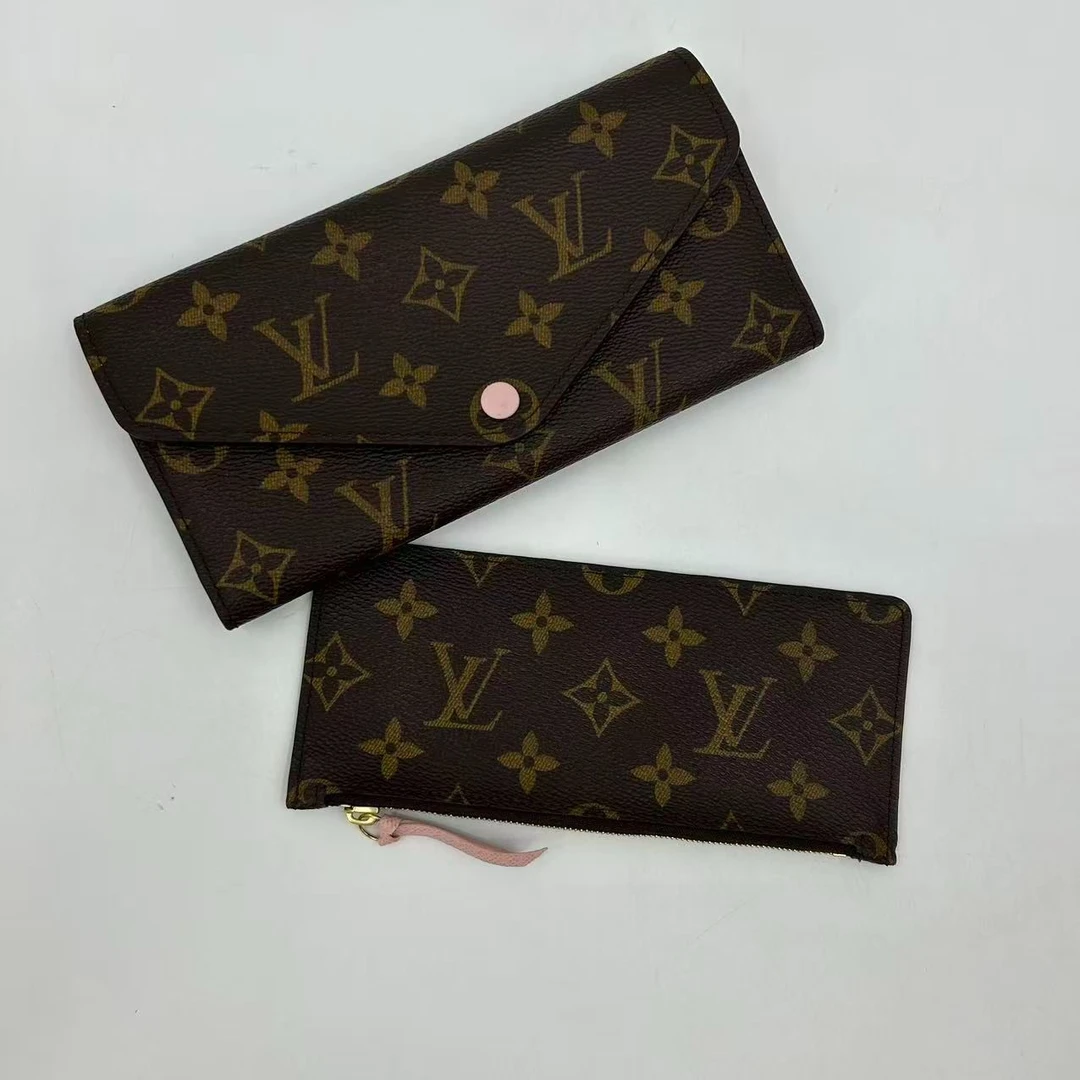 99新 Hermes/爱马仕 LV老花粉豆豆二合一钱包 9080052 手拿包