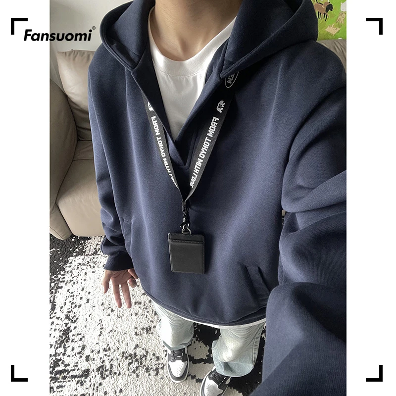 范索米秋季假两件连帽卫衣休闲宽松百搭慵懒美式ins长袖上衣潮