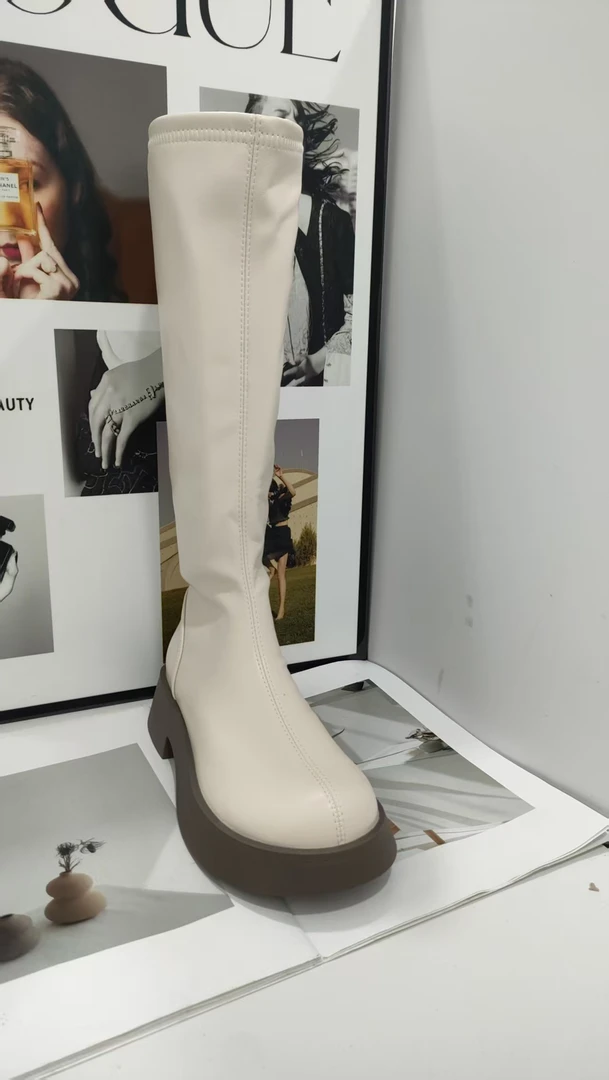 显瘦小个子百搭厚底长筒靴秋冬时尚566-1