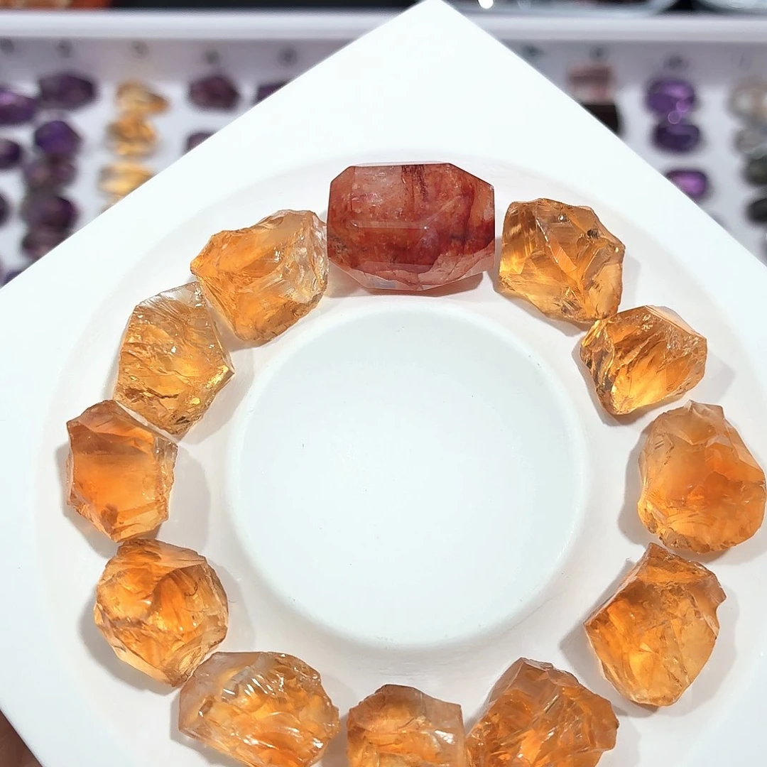 紫晶珠宝半成品未镶嵌黄水手串可单出