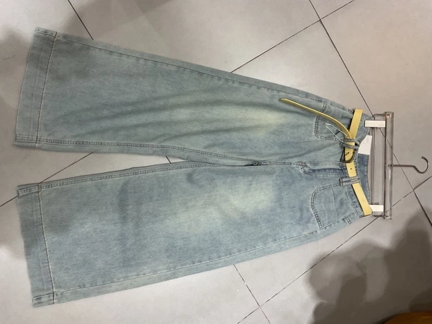 女款夏季百搭瘦版高腰白色宽松阔腿奶奶裤