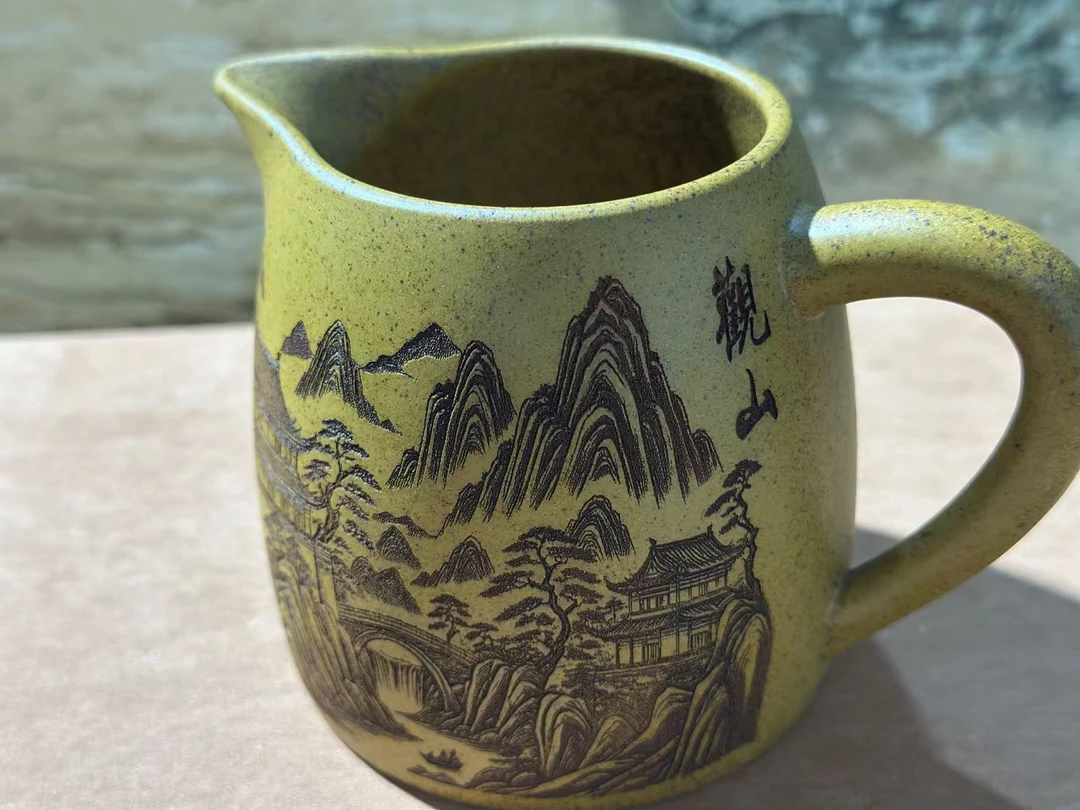 宜兴原矿紫砂龙骨金砂观山公道杯品茗杯